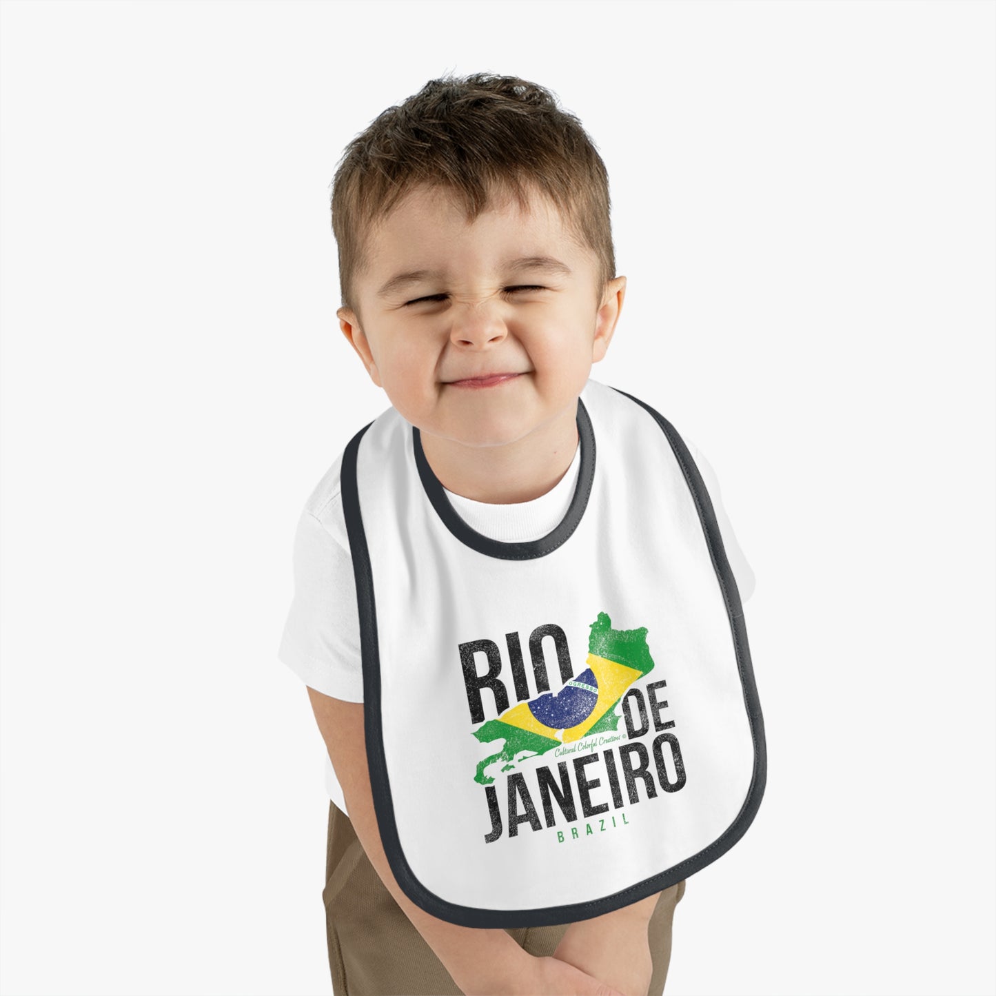 Brazil Flag Baby Contrast Trim Jersey Bib