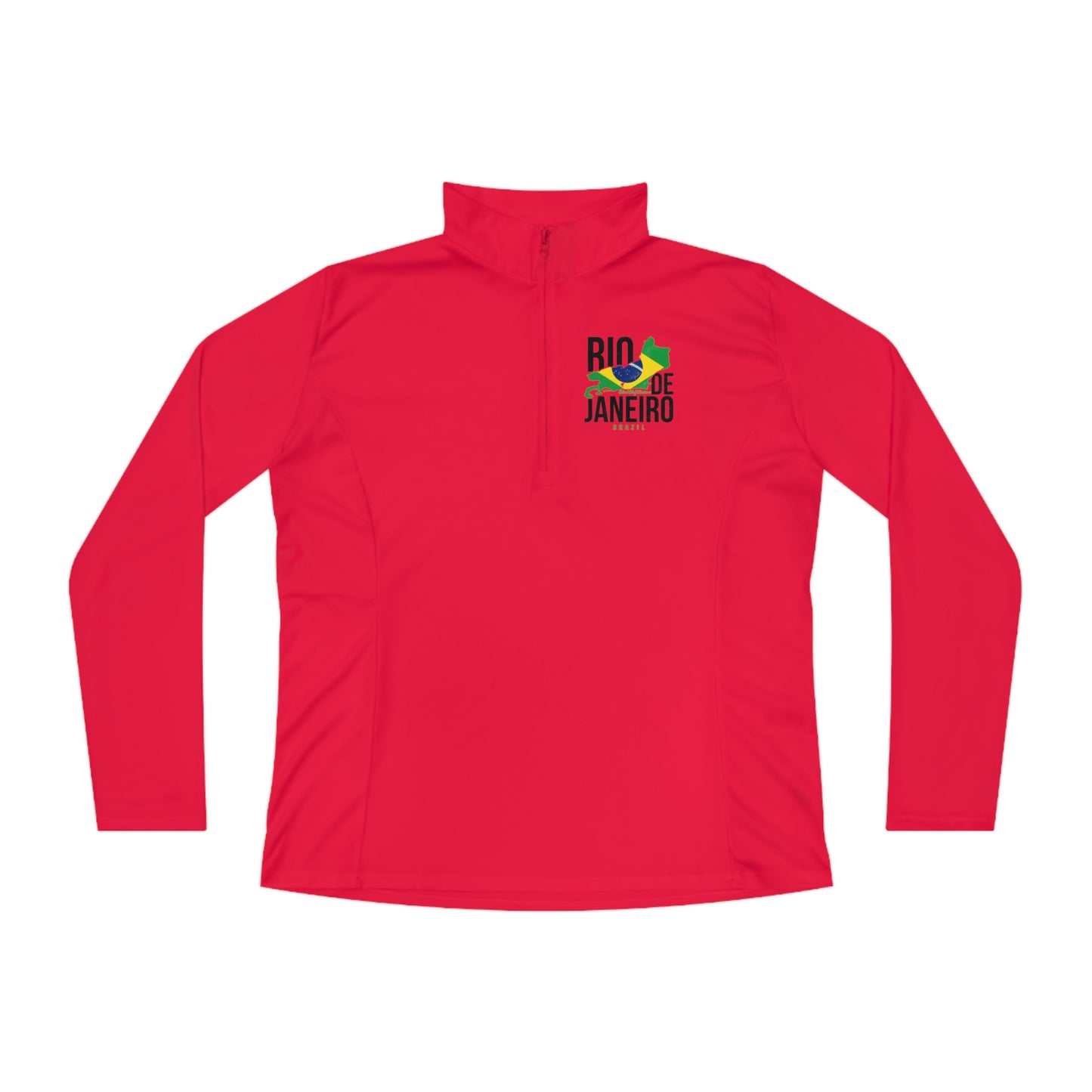 Brazil Flag Ladies Quarter-Zip Pullover