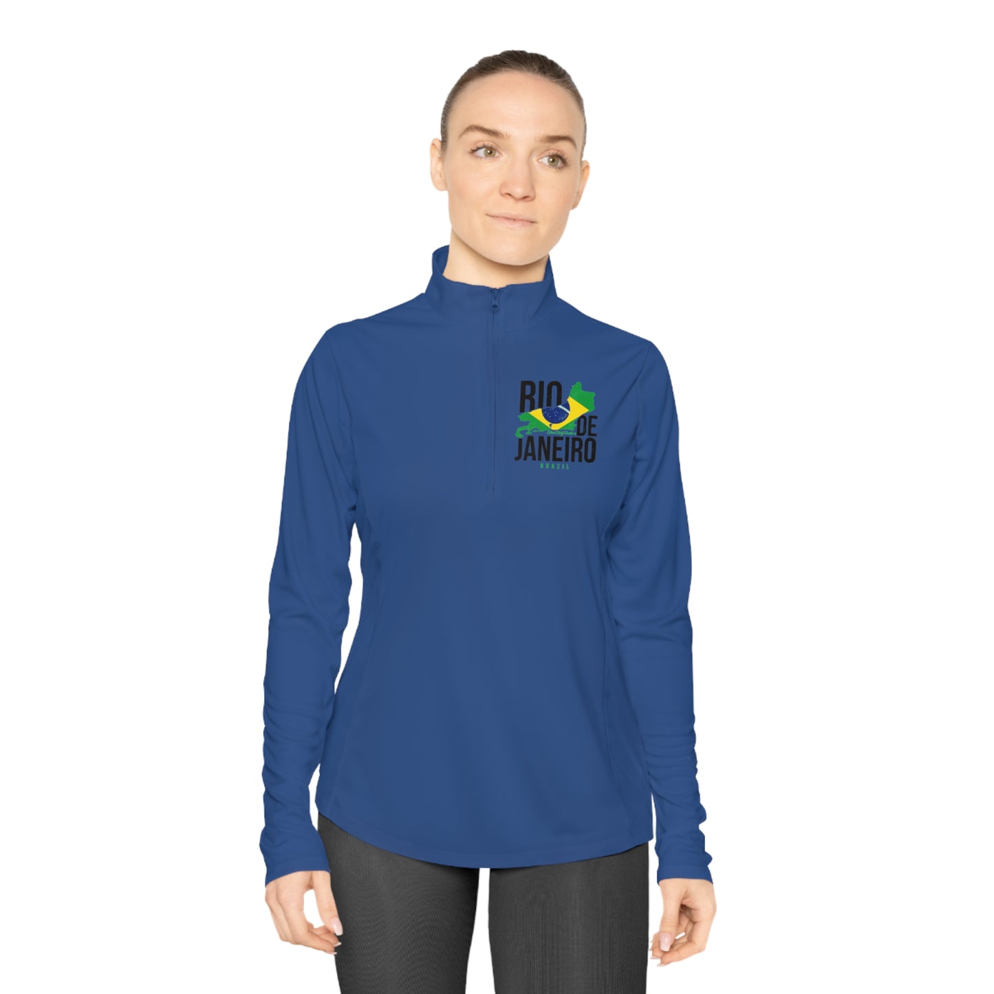 Rio de Janeiro Flag Ladies Quarter-Zip Pullover