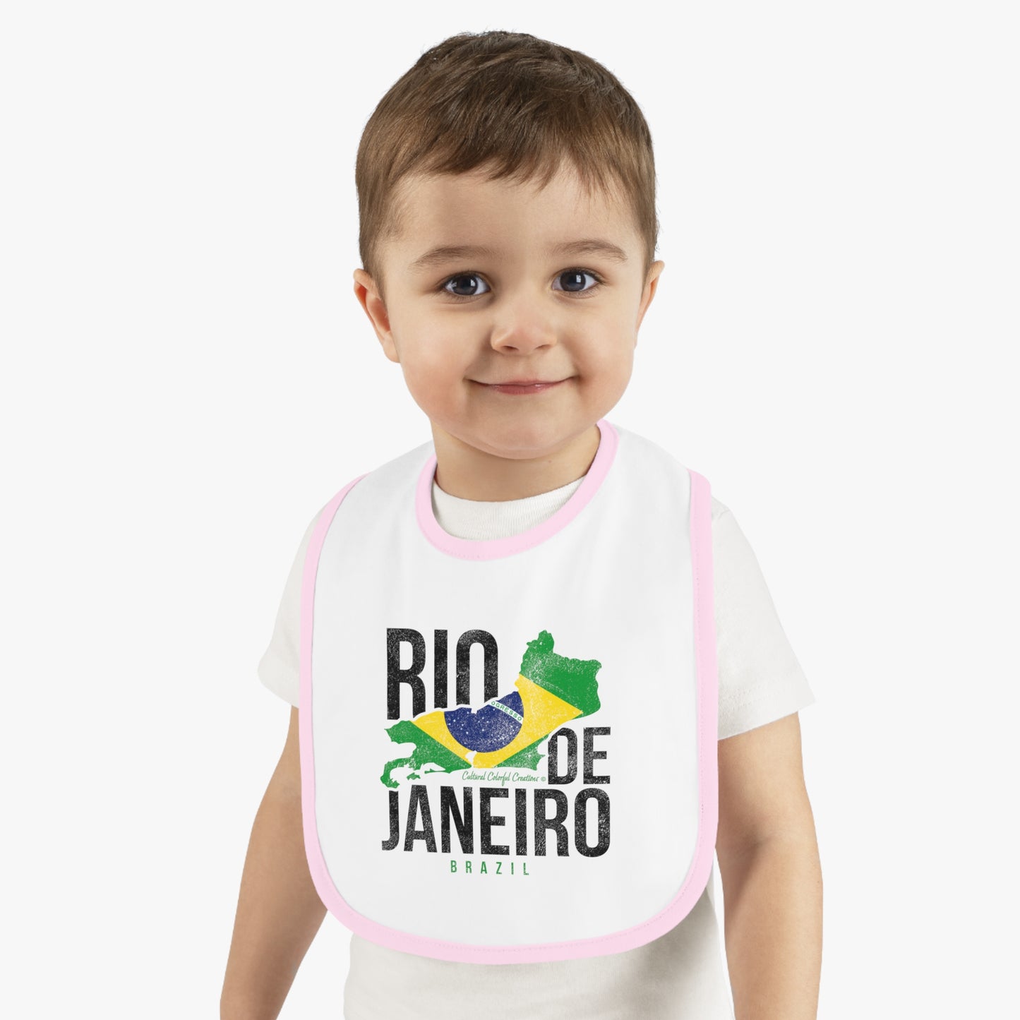 Brazil Flag Baby Contrast Trim Jersey Bib