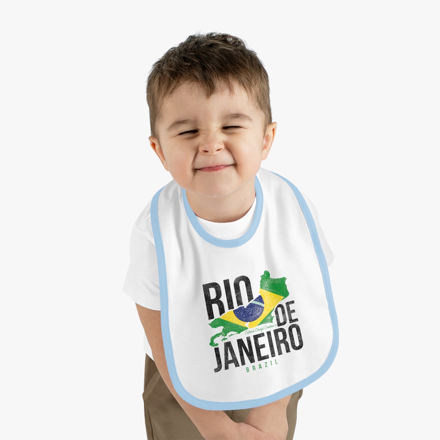 Brazil Flag Baby Contrast Trim Jersey Bib