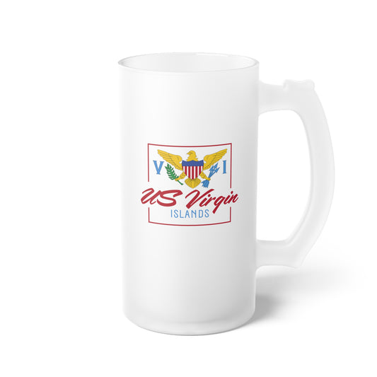 US Virgin Islands Frosted Glass Beer Mug