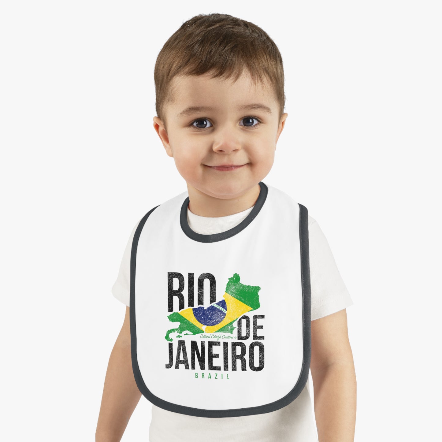 Brazil Flag Baby Contrast Trim Jersey Bib