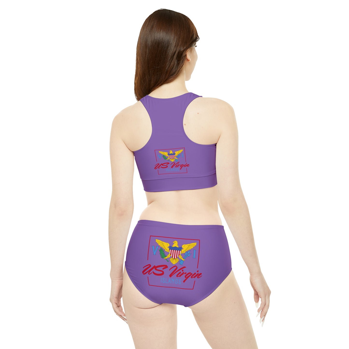 US Virgin Islands Sporty Bikini Set (AOP) Front and Back Logo