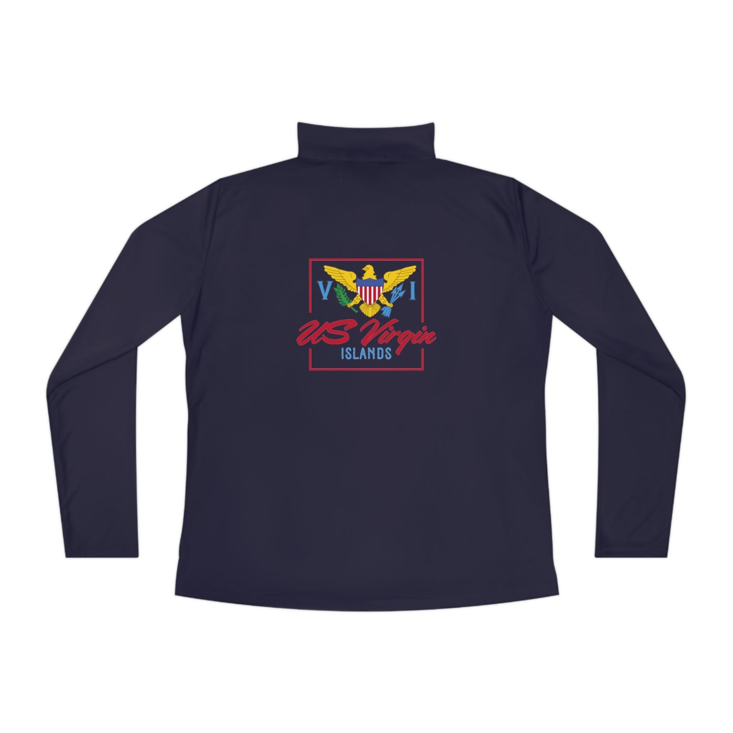 US Virgin Islands Ladies Quarter-Zip Pullover Front and Back Logo