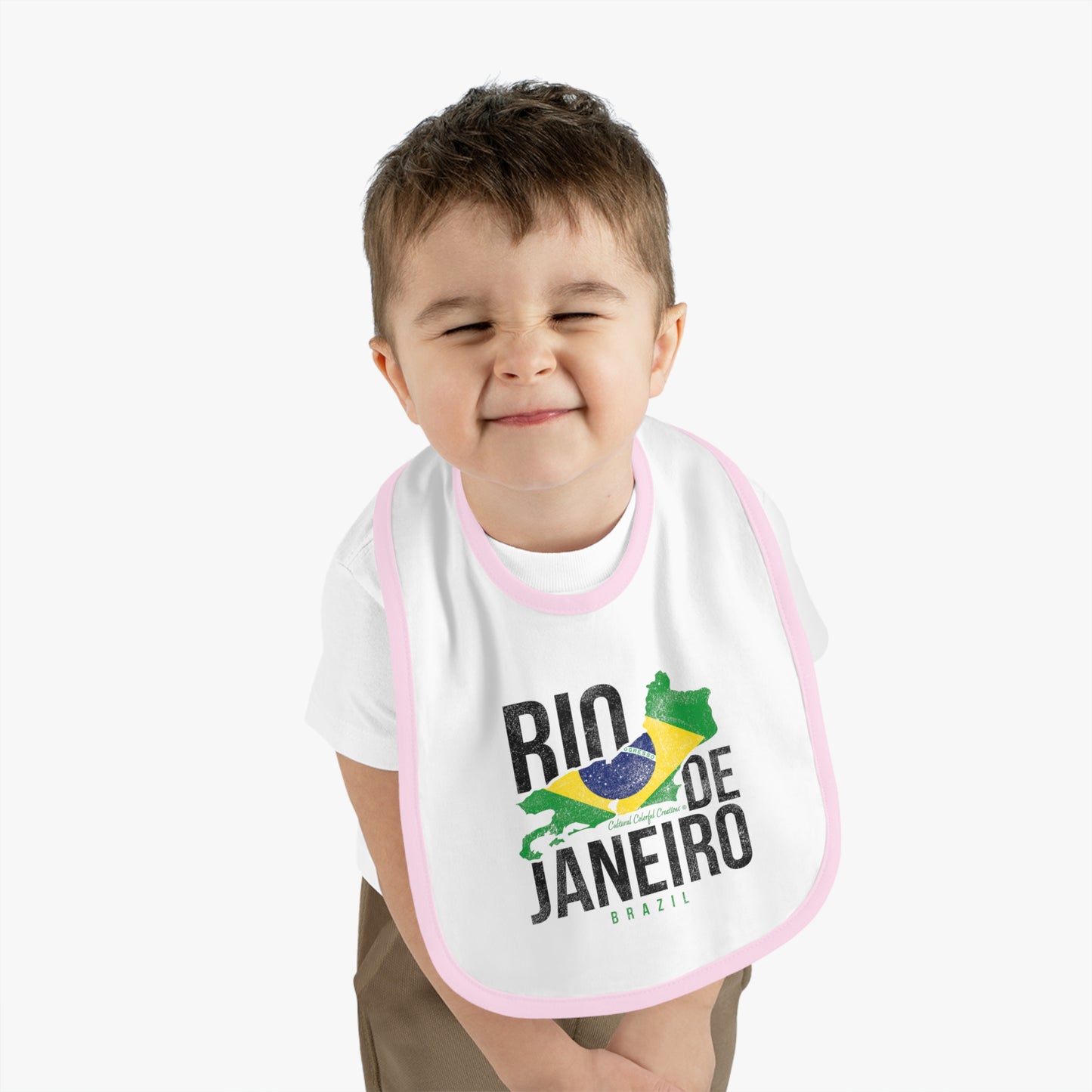 Brazil Flag Baby Contrast Trim Jersey Bib