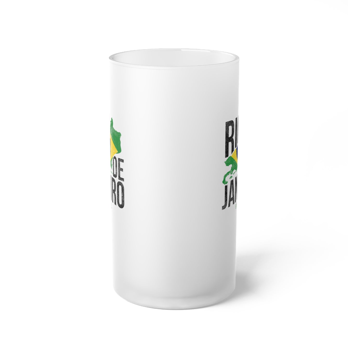 Brazil Flag Frosted Glass Beer Mug