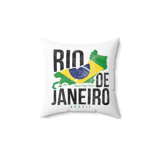 Brazil Flag Spun Polyester Square Pillow