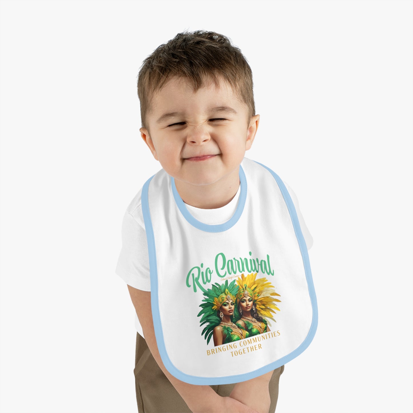 Rio de Janeiro Carnival Together Baby Contrast Trim Jersey Bib