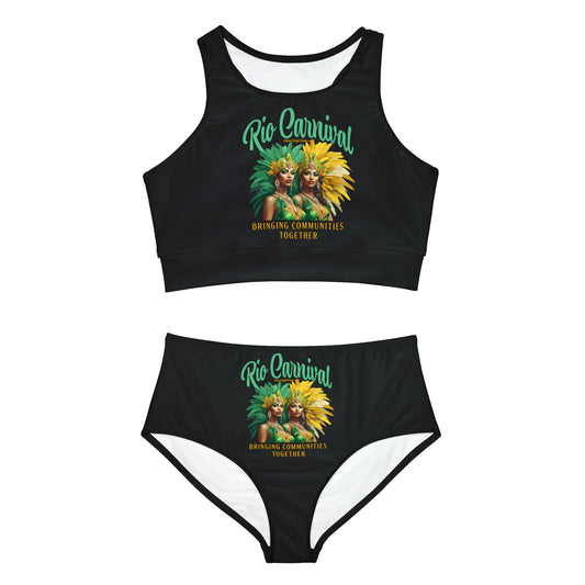 Rio de Janeiro Carnival Together Sporty Bikini Set (AOP)