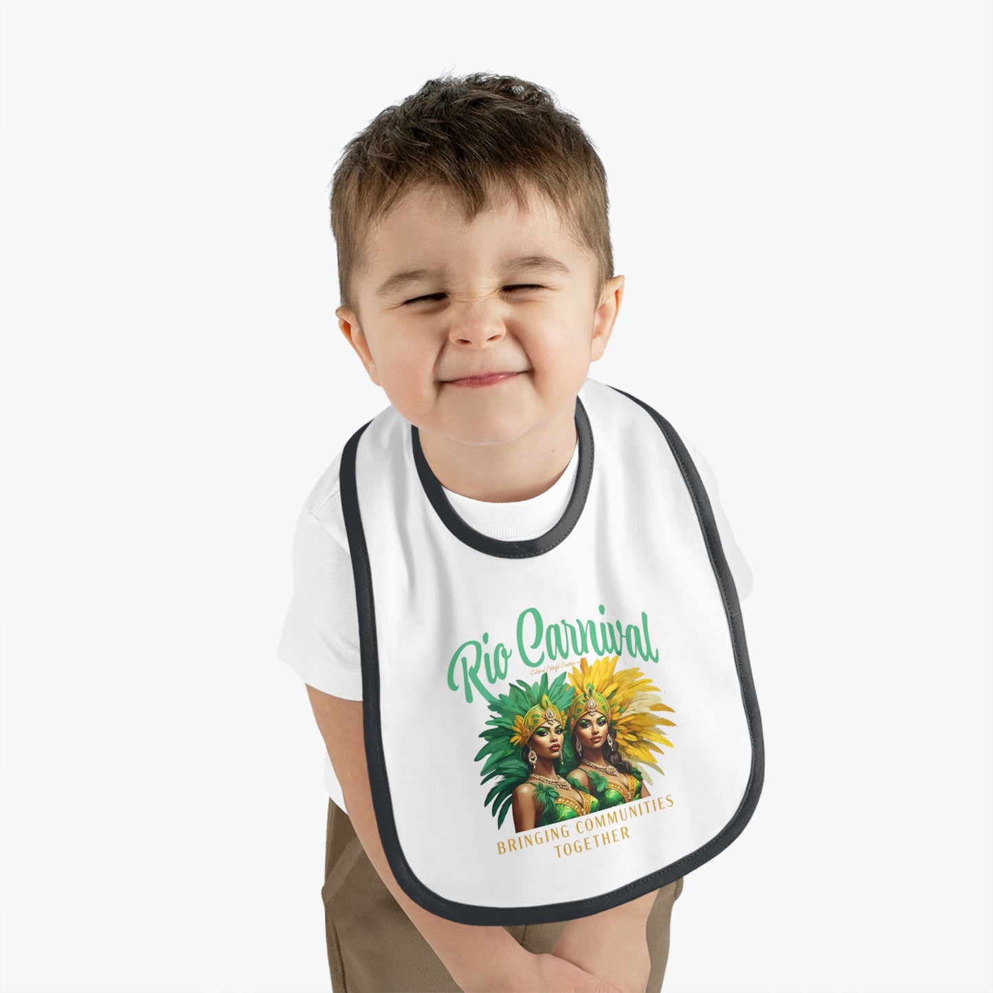 Rio de Janeiro Carnival Together Baby Contrast Trim Jersey Bib