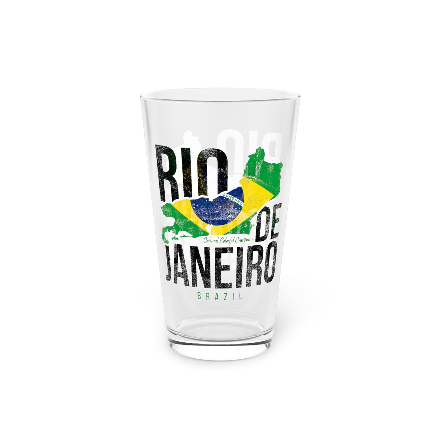 Brazil Flag Pint Glass, 16oz