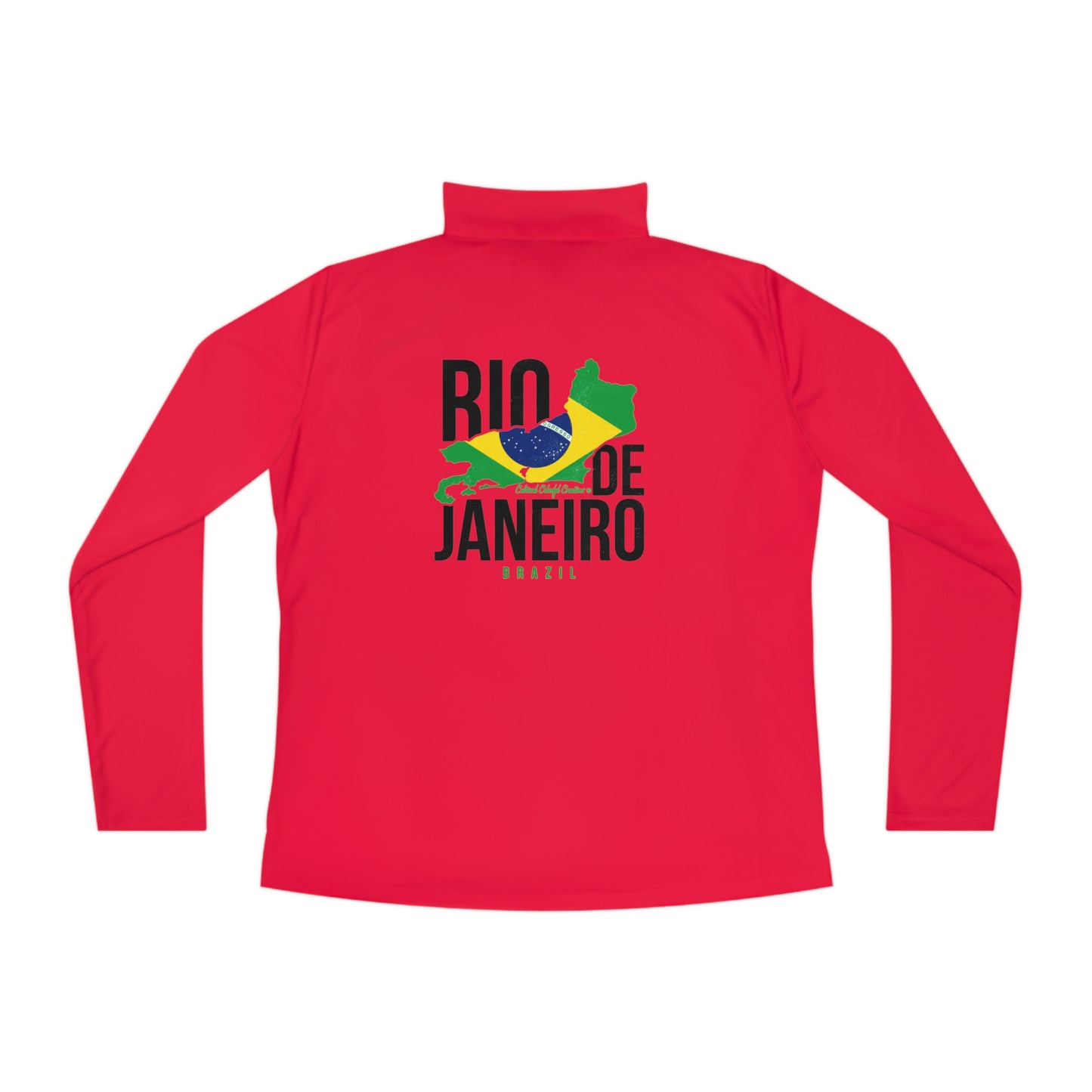 Brazil Flag Ladies Quarter-Zip Pullover