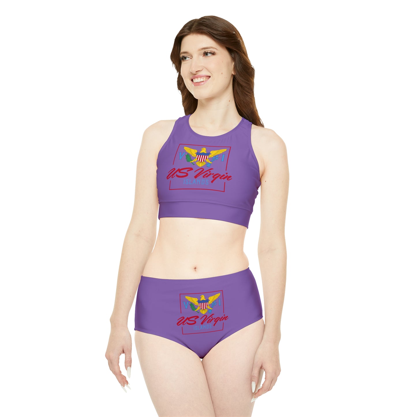 US Virgin Islands Sporty Bikini Set (AOP) Front and Back Logo