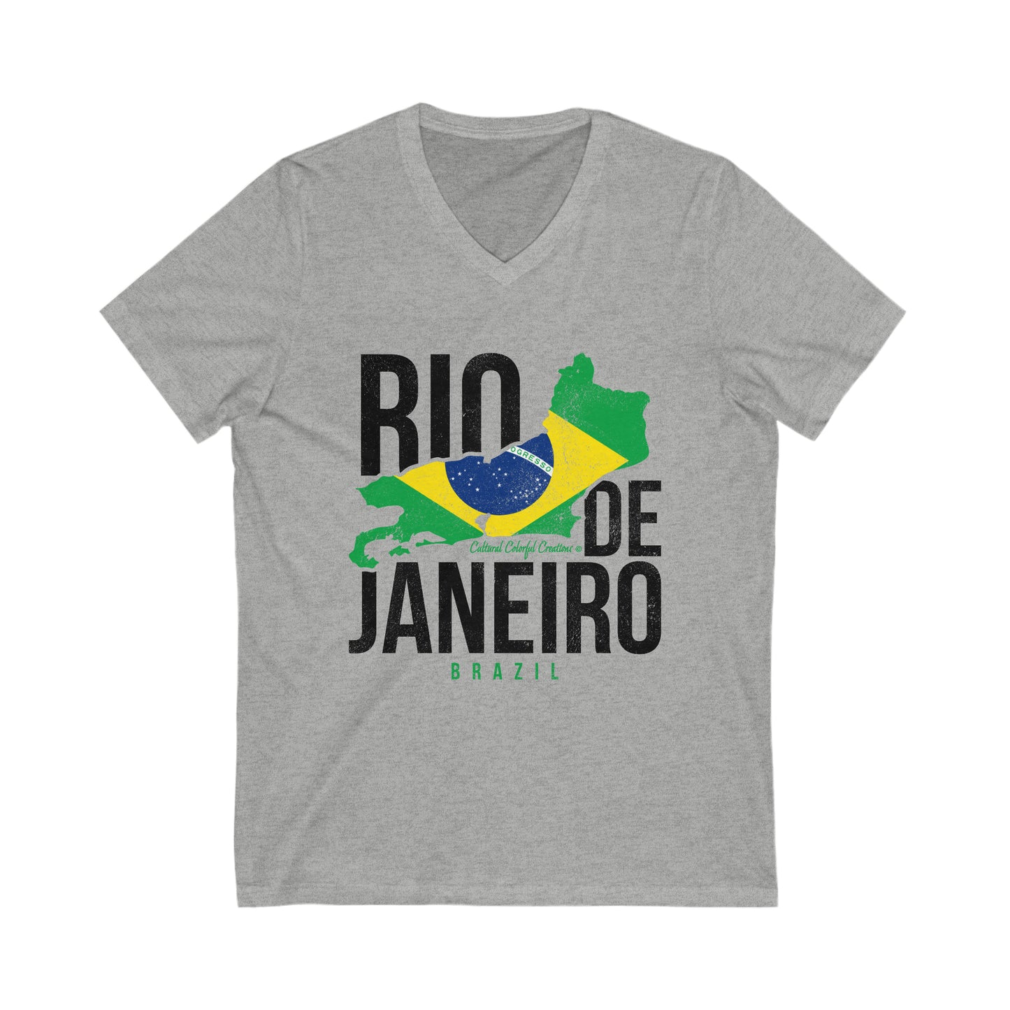 Brazil Flag Unisex Jersey Short Sleeve V-Neck Tee