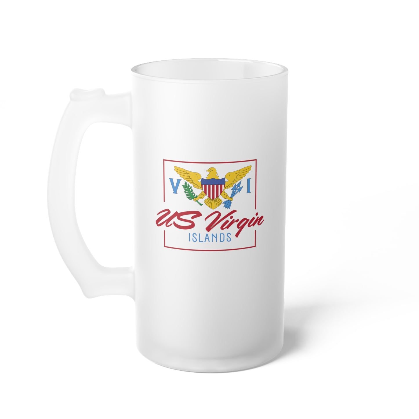 US Virgin Islands Frosted Glass Beer Mug