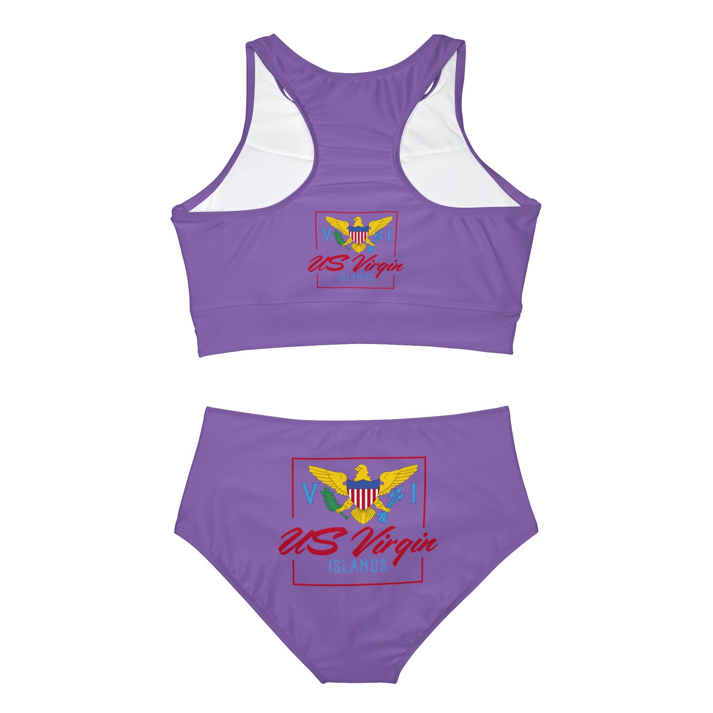 US Virgin Islands Sporty Bikini Set (AOP) Front and Back Logo