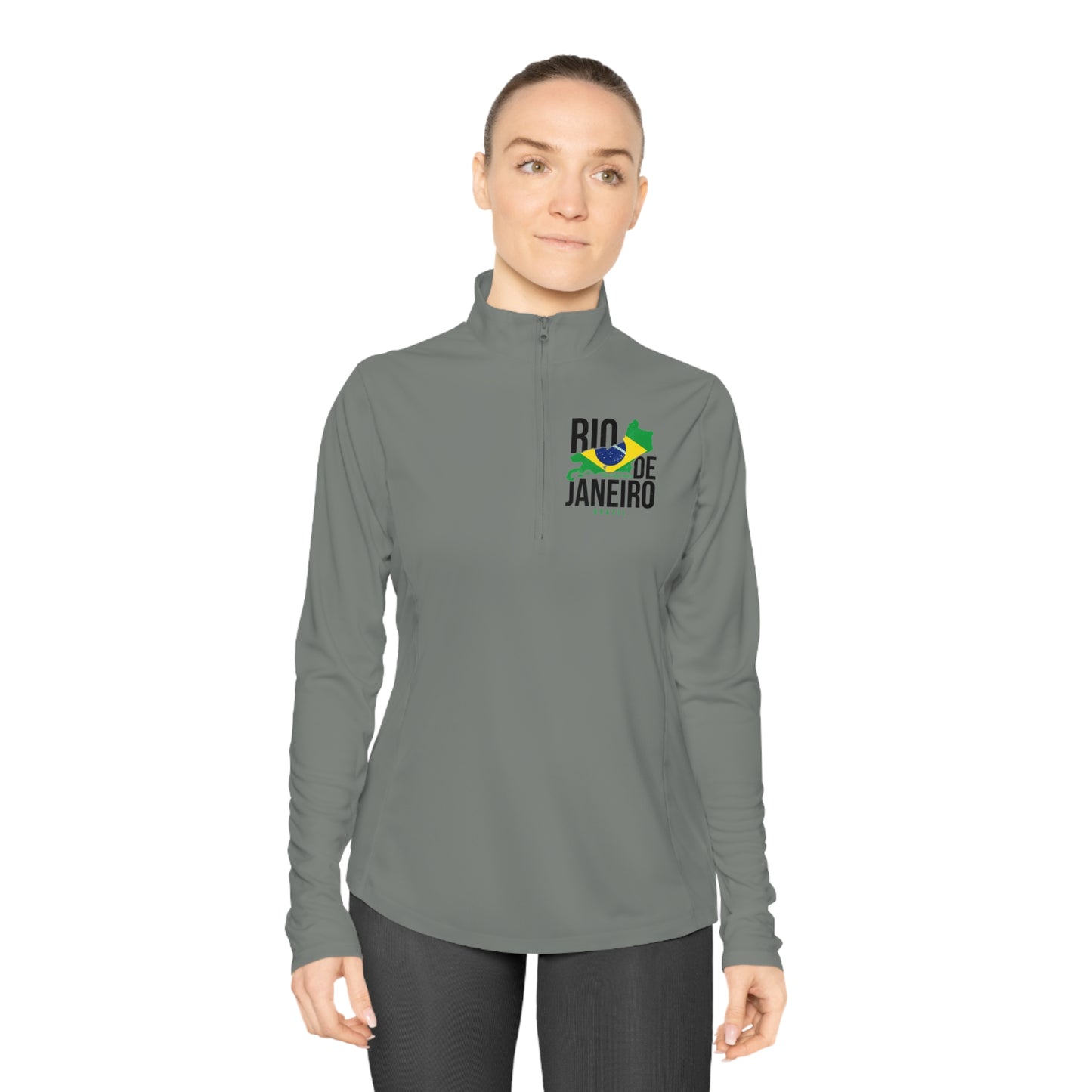 Rio de Janeiro Flag Ladies Quarter-Zip Pullover