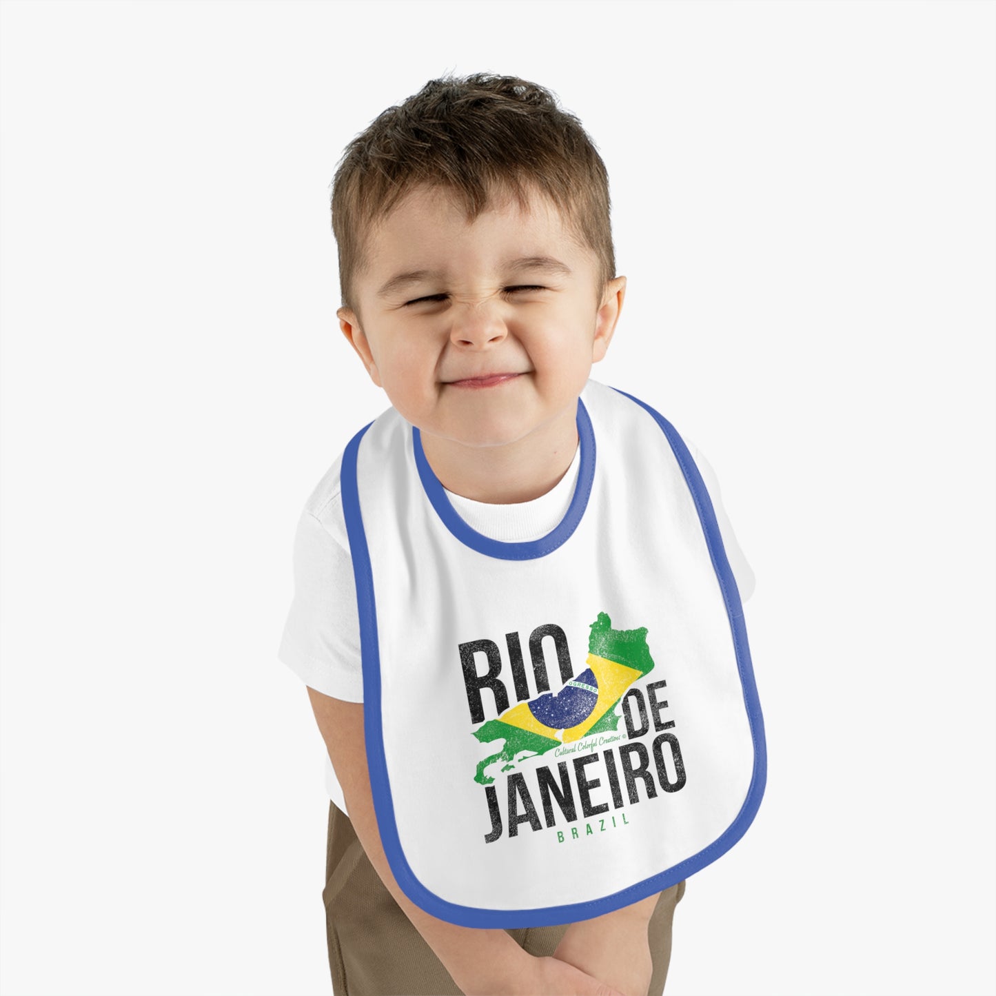 Brazil Flag Baby Contrast Trim Jersey Bib