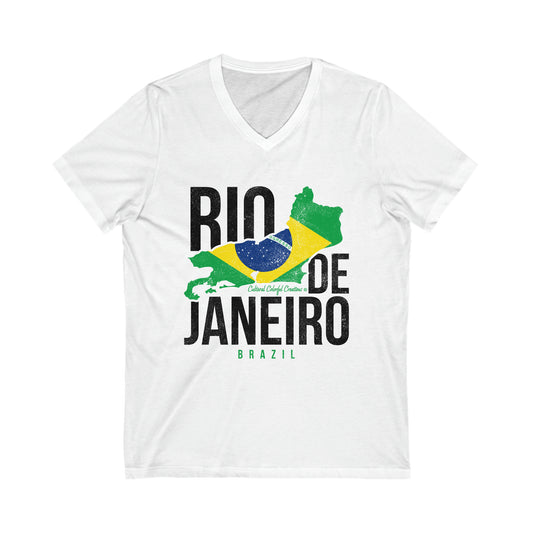 Brazil Flag Unisex Jersey Short Sleeve V-Neck Tee