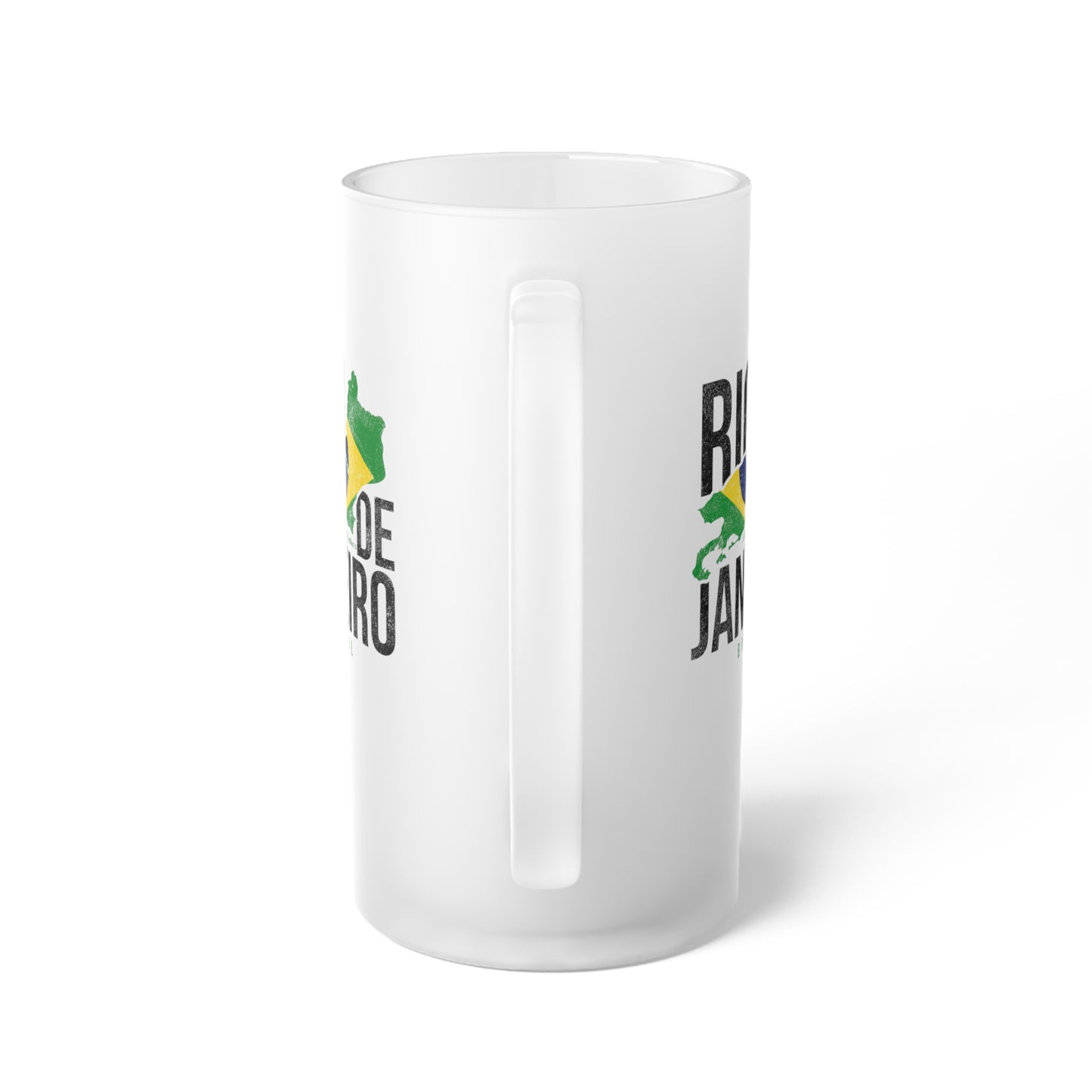 Brazil Flag Frosted Glass Beer Mug