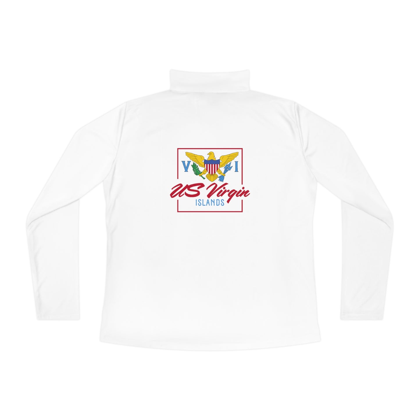 US Virgin Islands Ladies Quarter-Zip Pullover Front and Back Logo